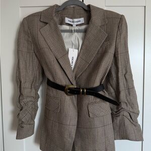 Veronica Beard Checkered Blazer with Belt